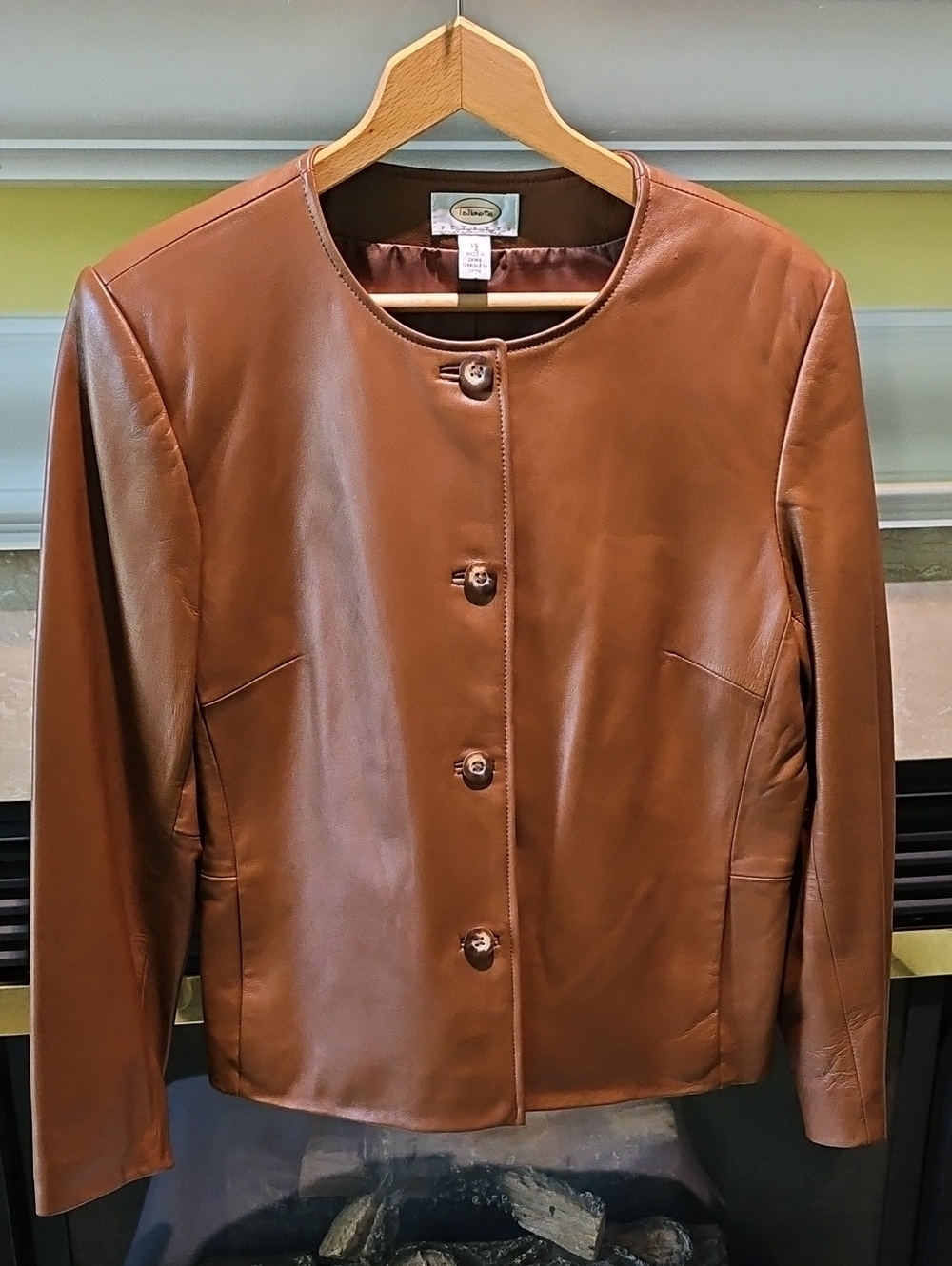 Talbots Brown Butter Leather Jacket Women5 Size 14P
